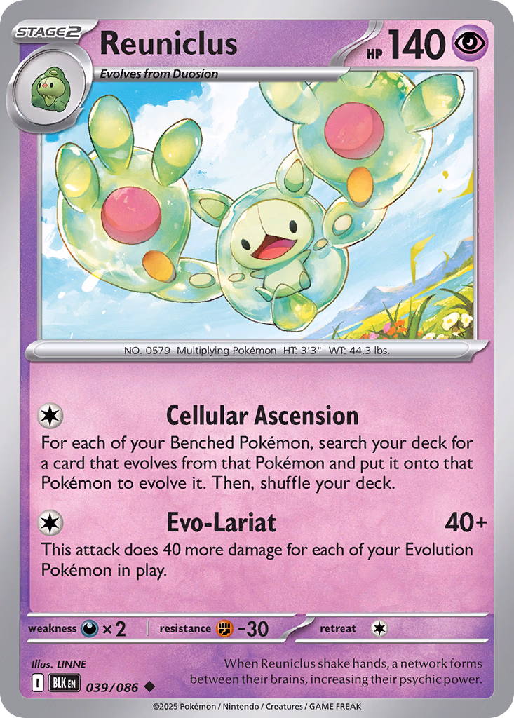Reuniclus Pokemon card (039/086, Black Bolt)