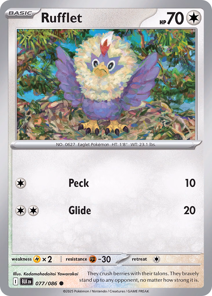 Rufflet Pokemon card (077/086, Black Bolt)