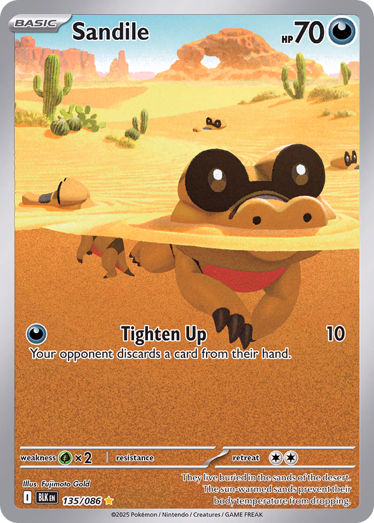 Sandile Pokemon card (135/086, Black Bolt)