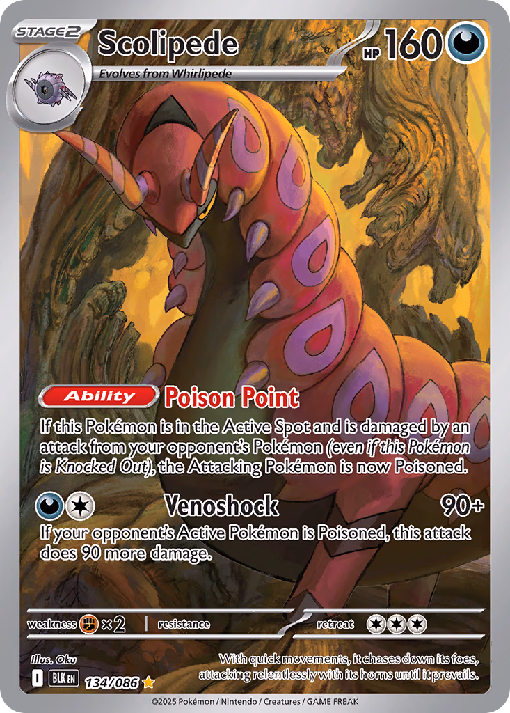 Scolipede Pokemon card (134/086, Black Bolt)