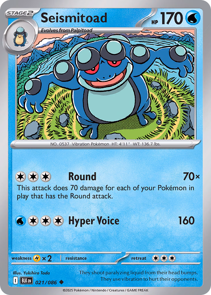 Seismitoad Pokemon card (021/086, Black Bolt)