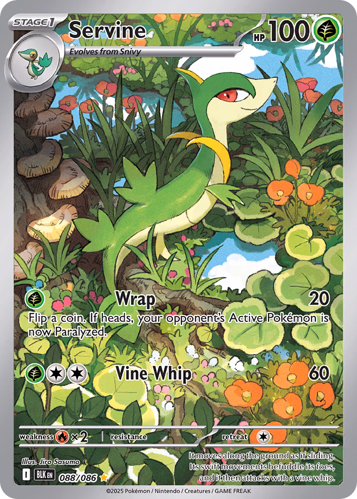 Servine Pokemon card (088/086, Black Bolt)