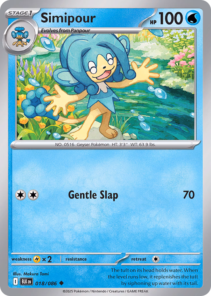 Simipour Pokemon card (018/086, Black Bolt)