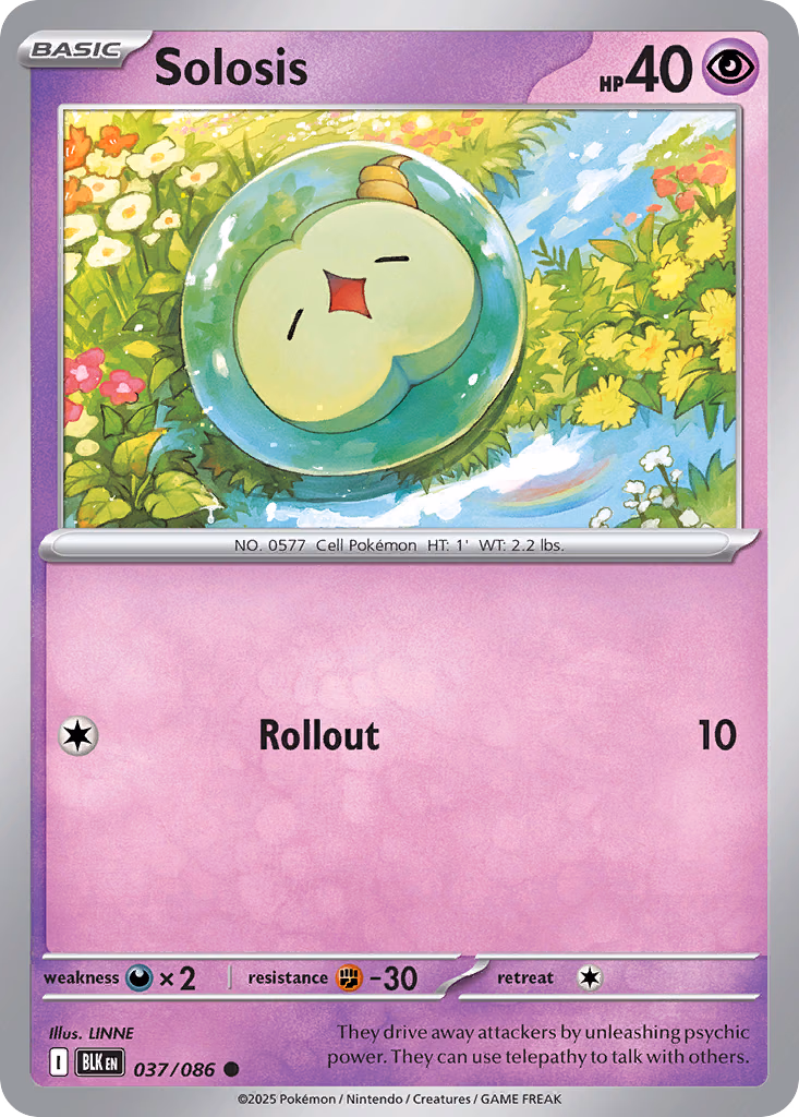 Solosis Pokemon card (037/086, Black Bolt)