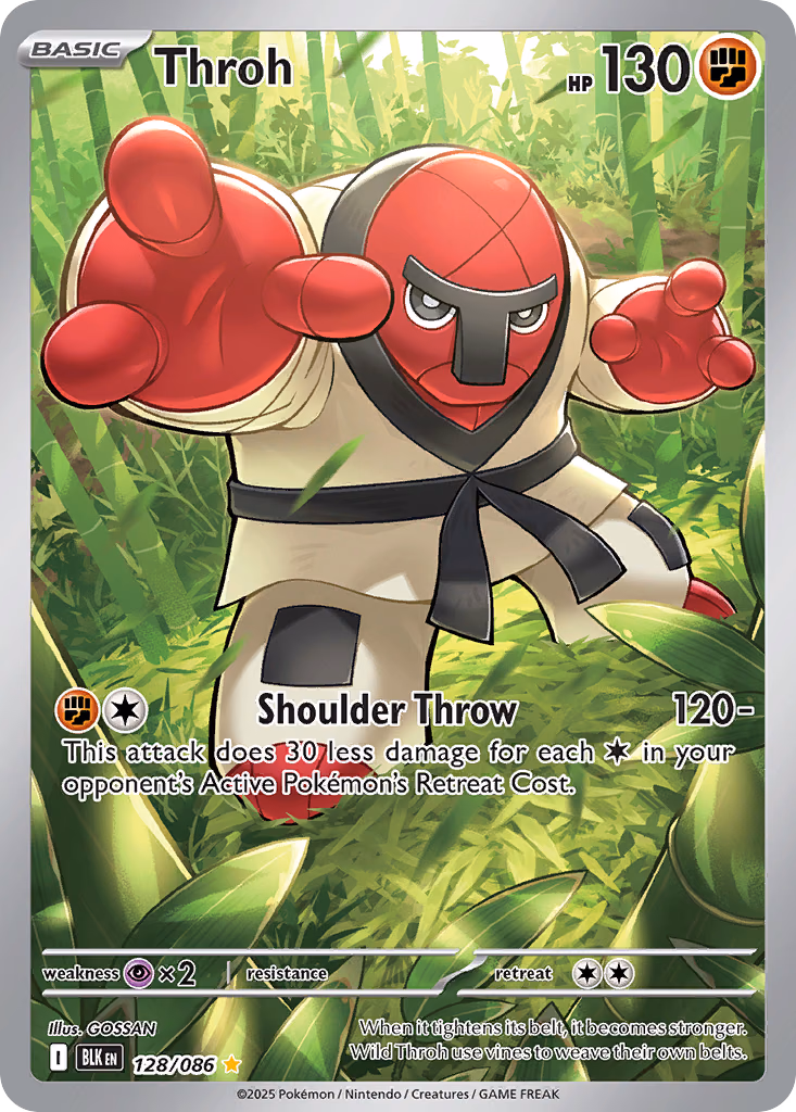 Throh Pokemon card (128/086, Black Bolt)