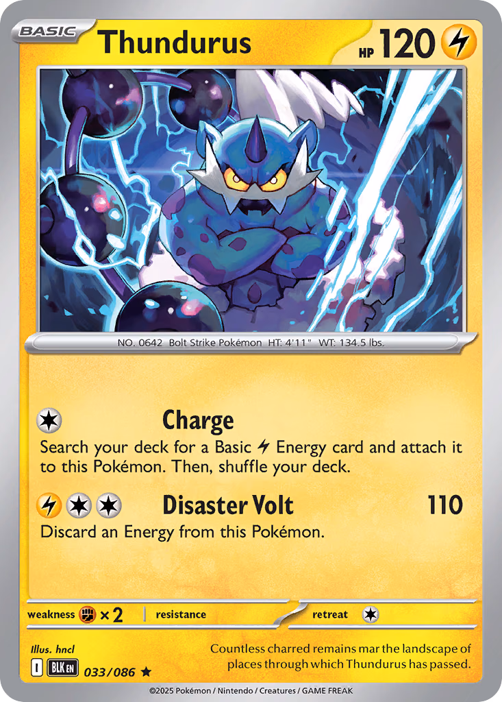 Thundurus Pokemon card (033/086, Black Bolt)