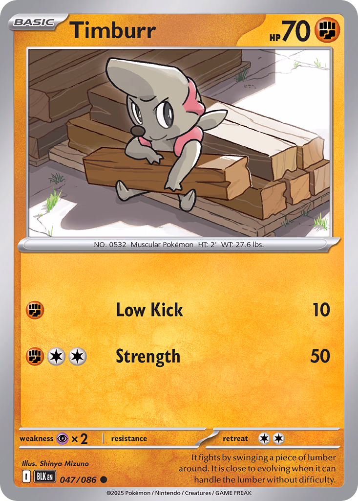 Timburr Pokemon card (047/086, Black Bolt)