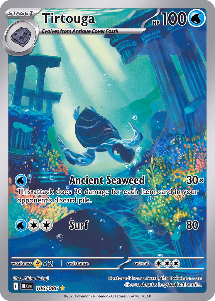 Tirtouga Pokemon card (106/086, Black Bolt)