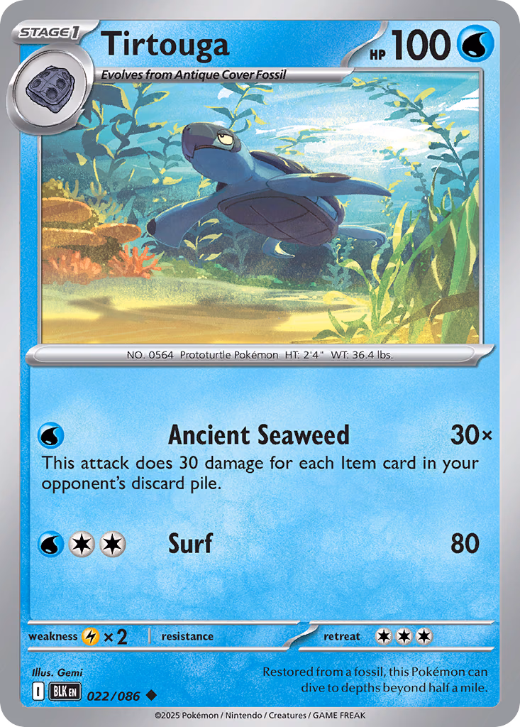 Tirtouga Pokemon card (022/086, Black Bolt)