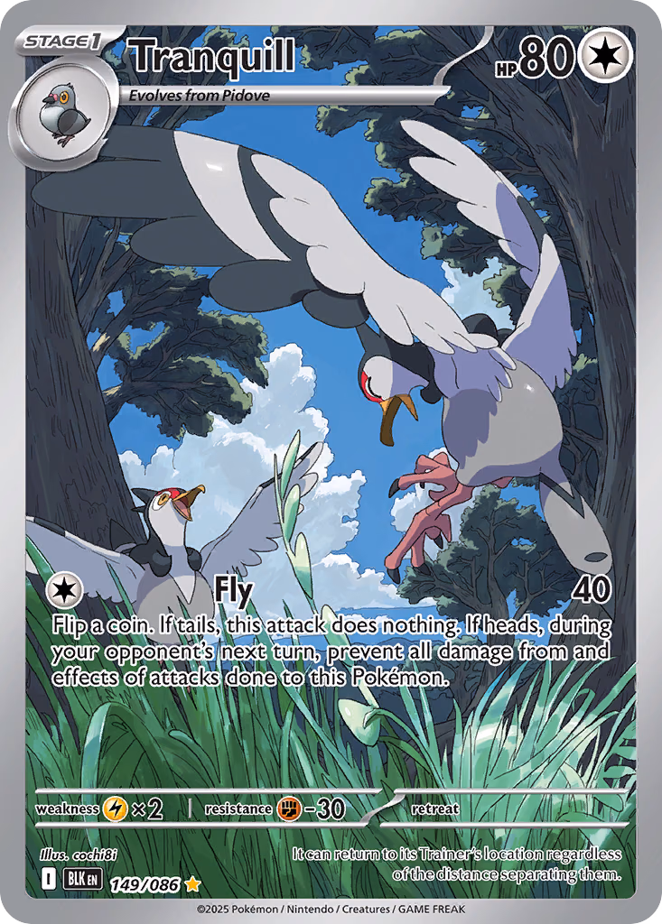 Tranquill Pokemon card (149/086, Black Bolt)