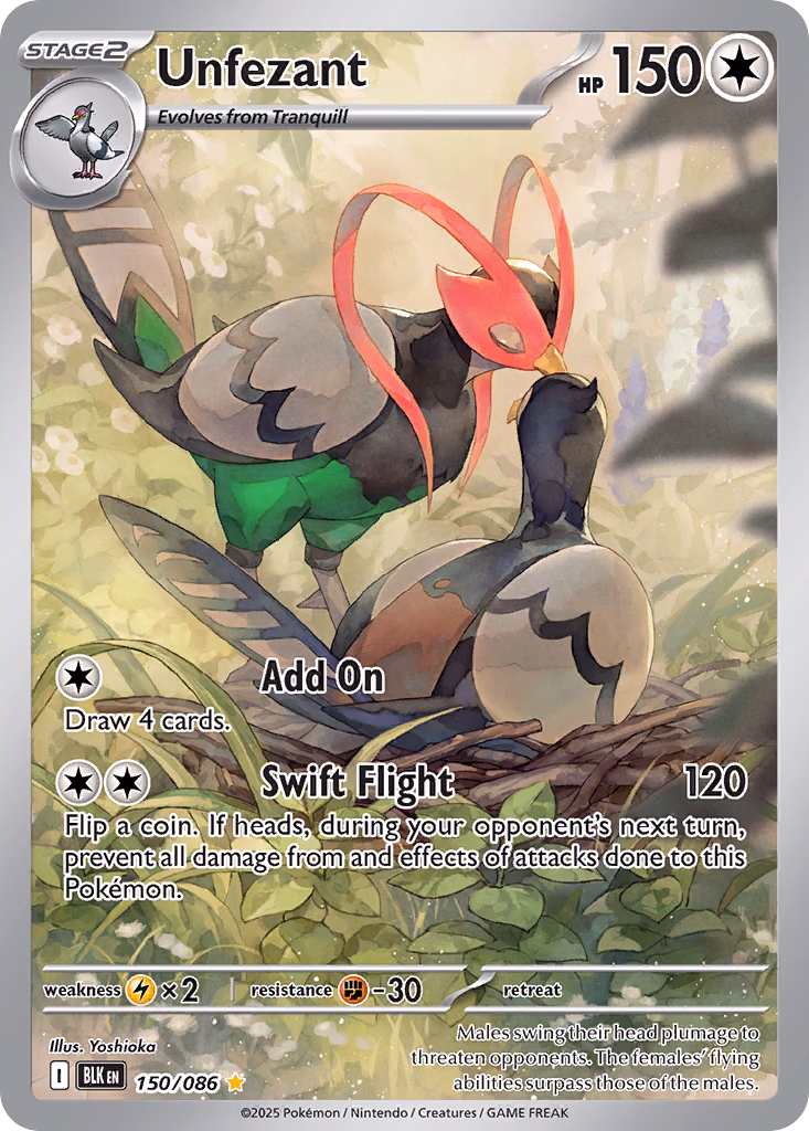 Unfezant Pokemon card (150/086, Black Bolt)