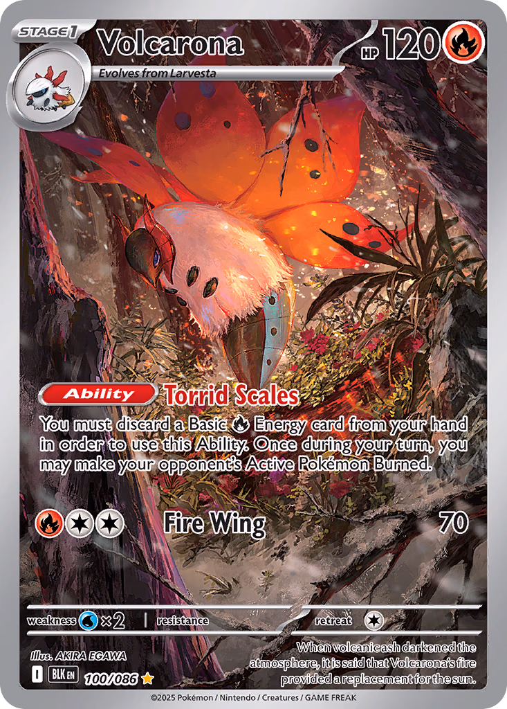 Volcarona Pokemon card (100/086, Black Bolt)