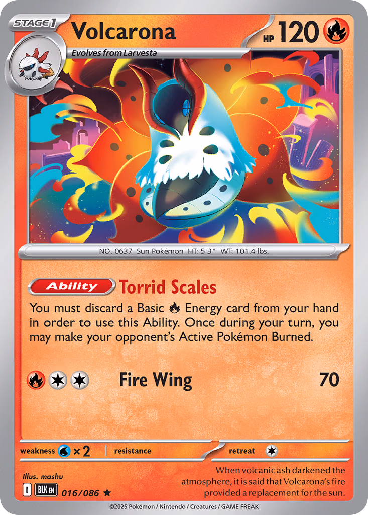 Volcarona Pokemon card (016/086, Black Bolt)