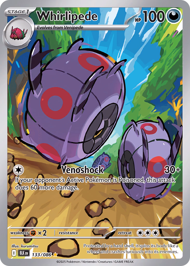 Whirlipede Pokemon card (133/086, Black Bolt)