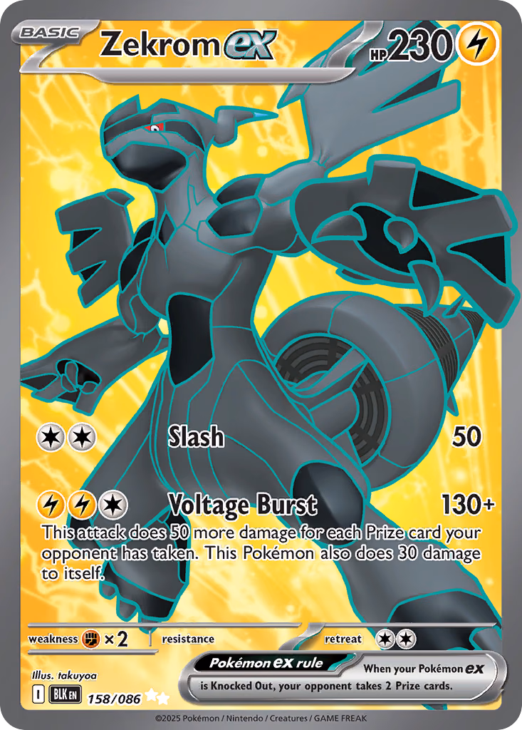 Zekrom ex Pokemon card (158/086, Black Bolt)