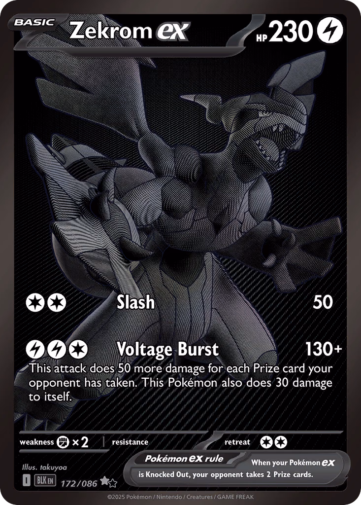 Zekrom ex Pokemon card (172/086, Black Bolt)