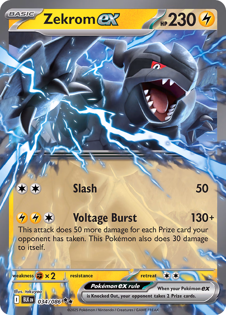Zekrom ex Pokemon card (034/086, Black Bolt)