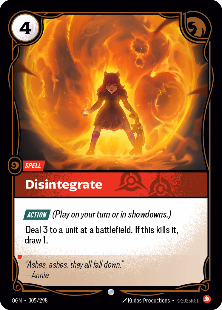 Disintegrate OGN-005/298 Riftbound card