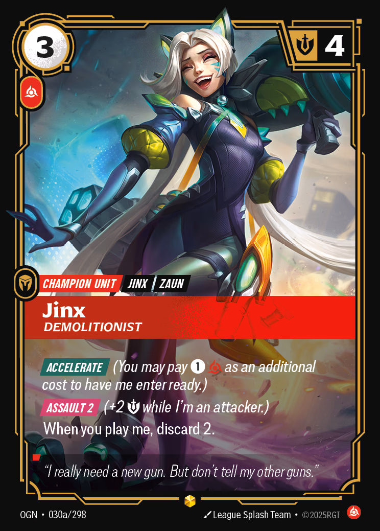 Jinx, Demolitionist OGN-030a/298 Riftbound card