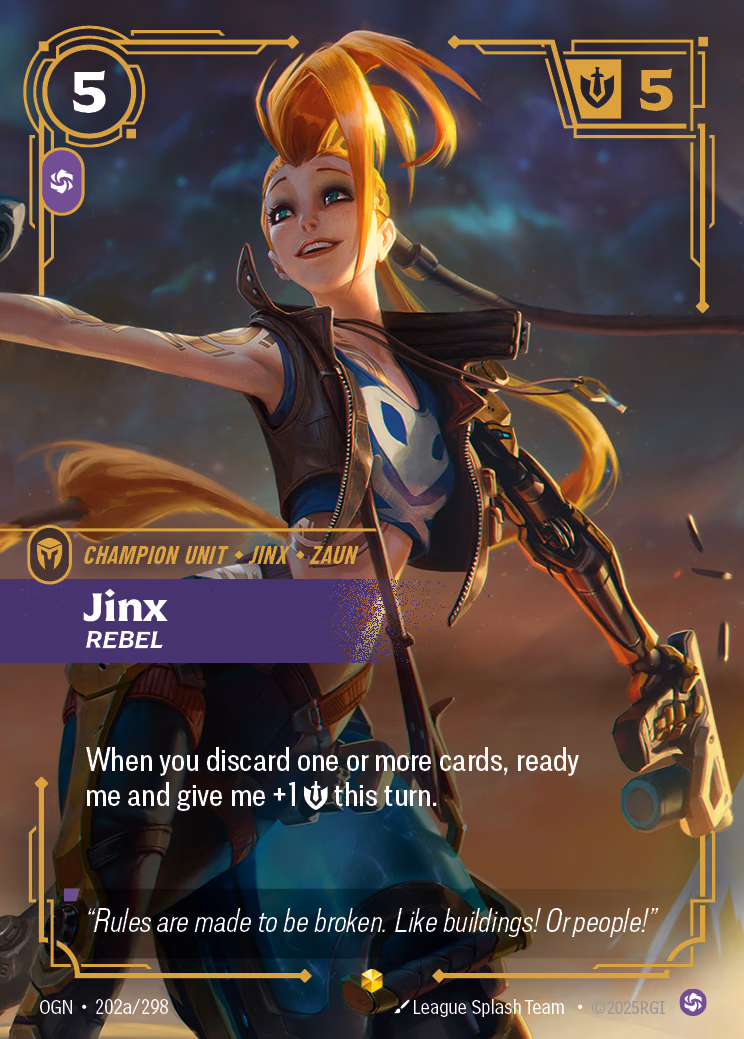 Jinx, Rebel OGN-202a/298 Riftbound card