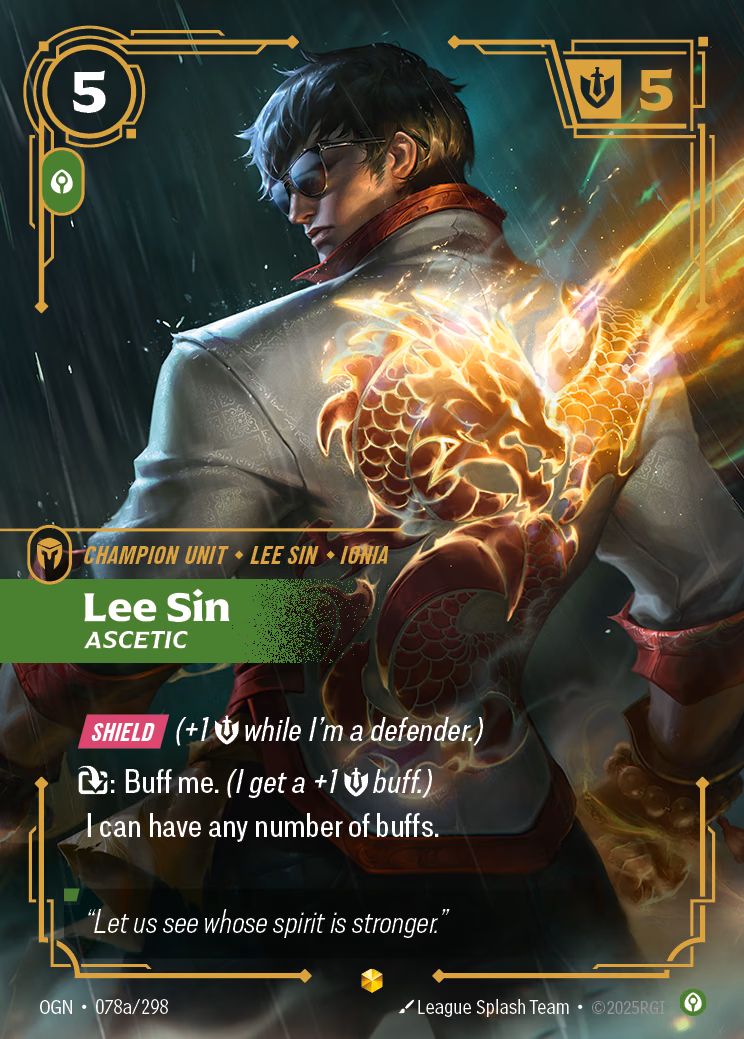 Lee Sin, Ascetic OGN-078a/298 Riftbound card
