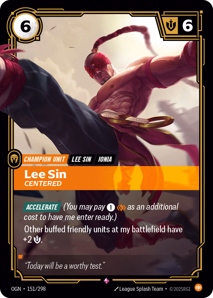 Lee Sin, Centered OGN-151/298 Riftbound card