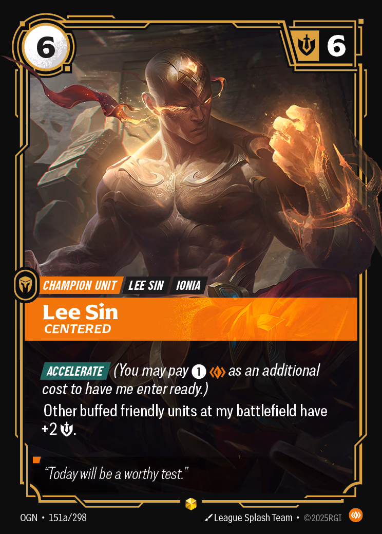 Lee Sin, Centered OGN-151a/298 Riftbound card
