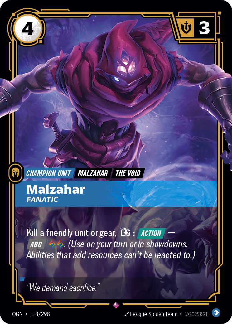 Malzahar, Fanatic OGN-113/298 Riftbound card