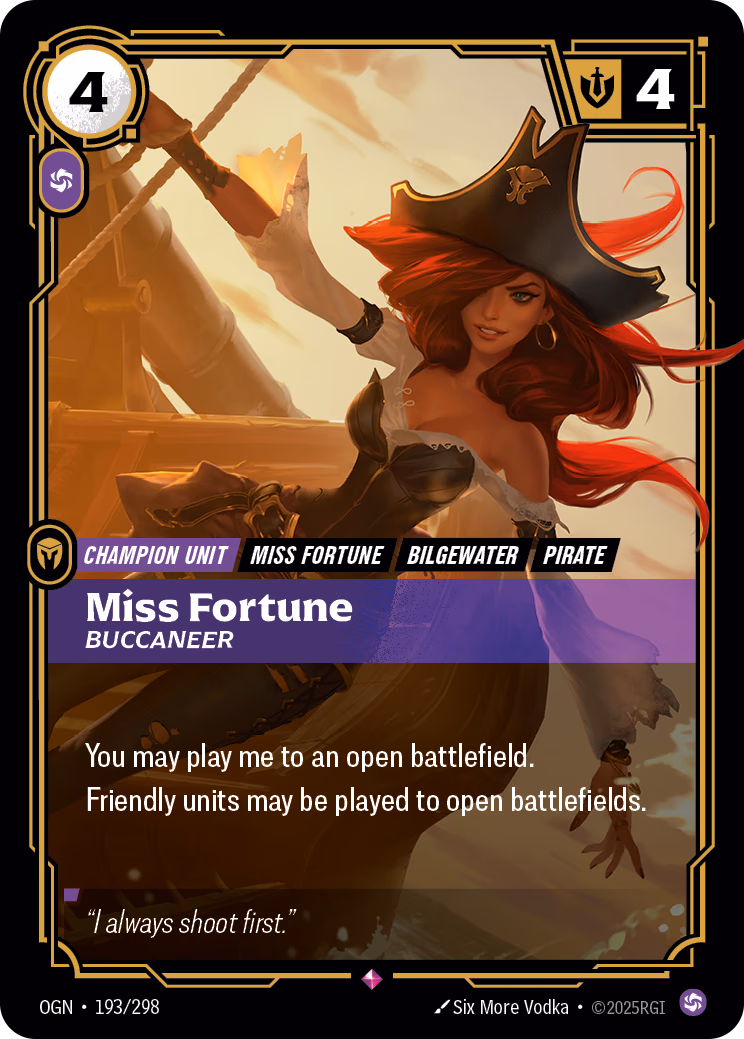 Miss Fortune, Buccaneer OGN-193/298 Riftbound card