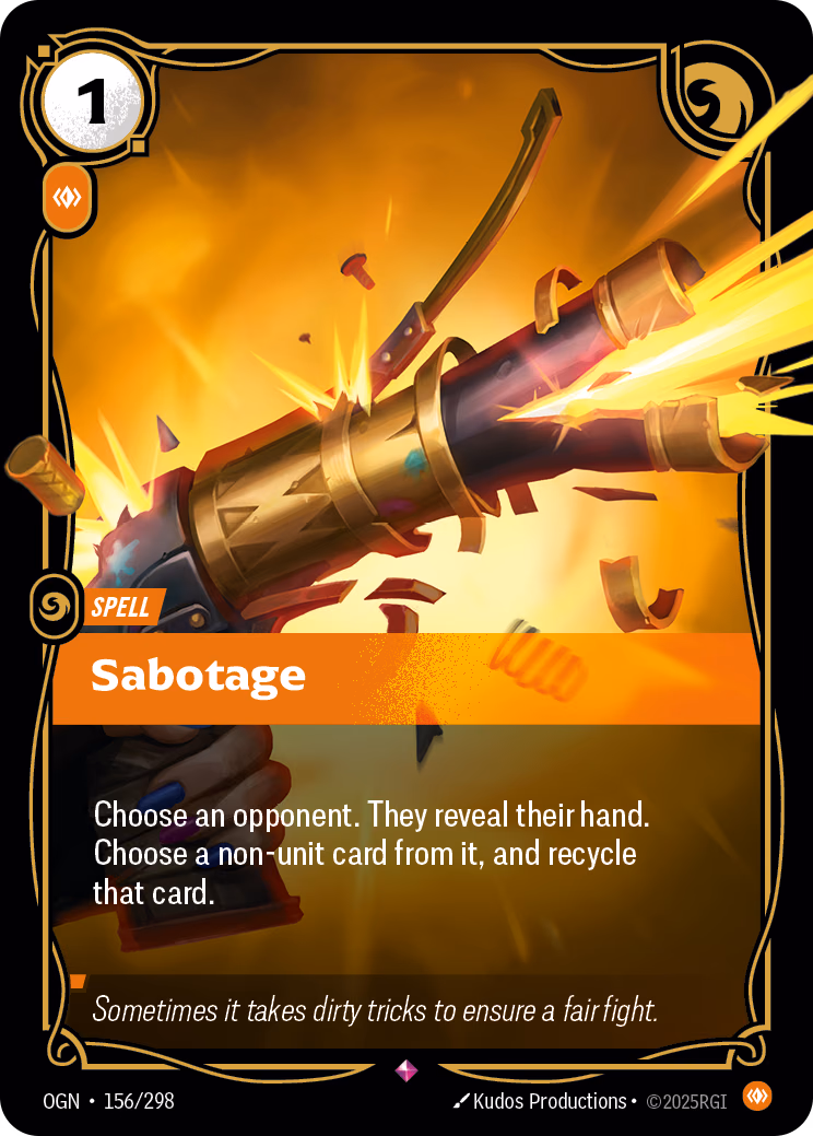 Sabotage OGN-156/298 Riftbound card