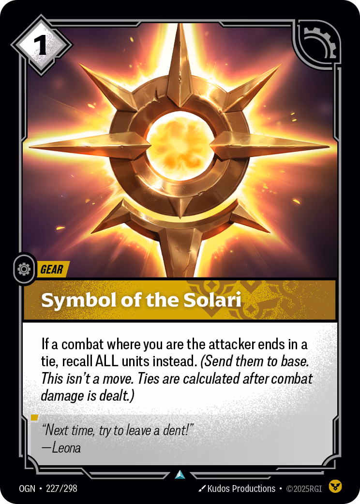 Symbol of the Solari OGN-227/298 Riftbound card