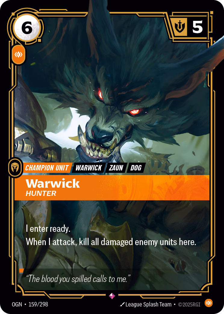 Warwick, Hunter OGN-159/298 Riftbound card