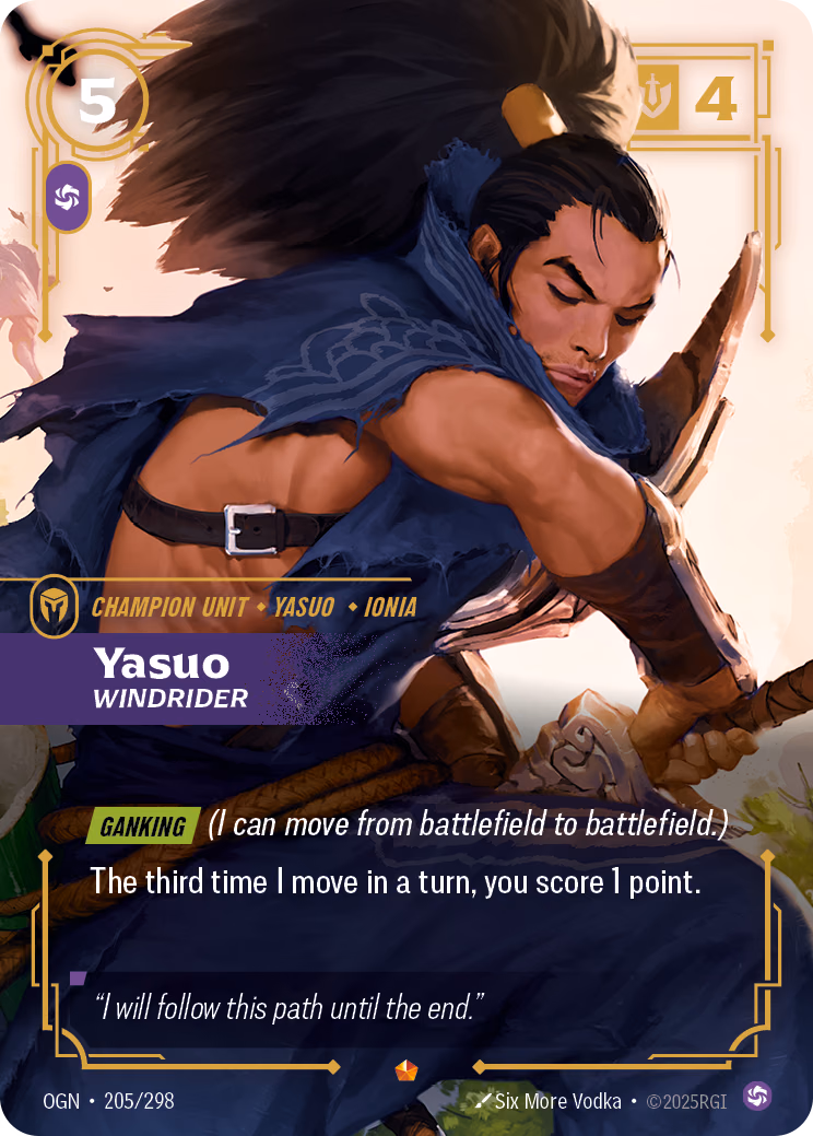 Yasuo OGN-205/298 Riftbound card
