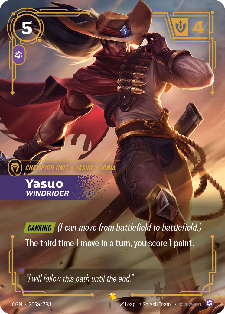 Yasuo OGN-205a/298 Riftbound card