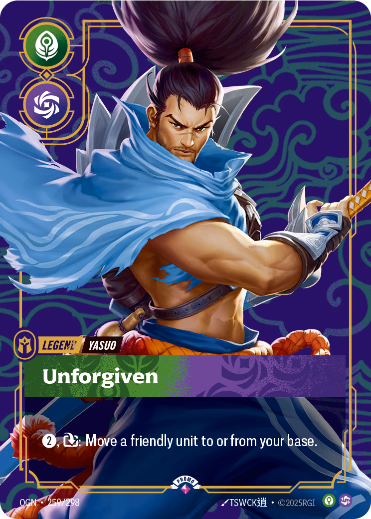 Yasuo, Unforgiven OGN-259/298 Riftbound card