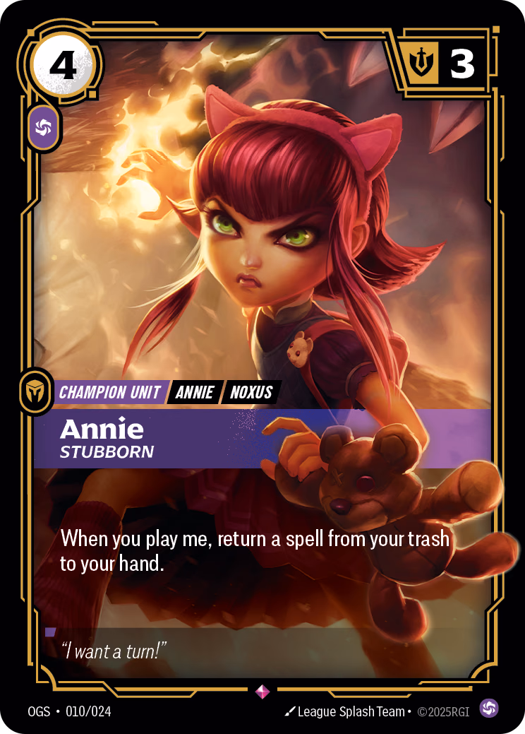 Annie, Stubborn OGS-010/024 Riftbound card