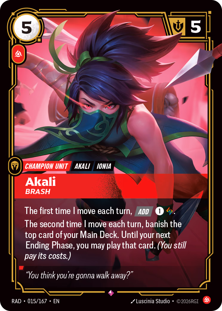 Akali RAD-015/167 Riftbound card
