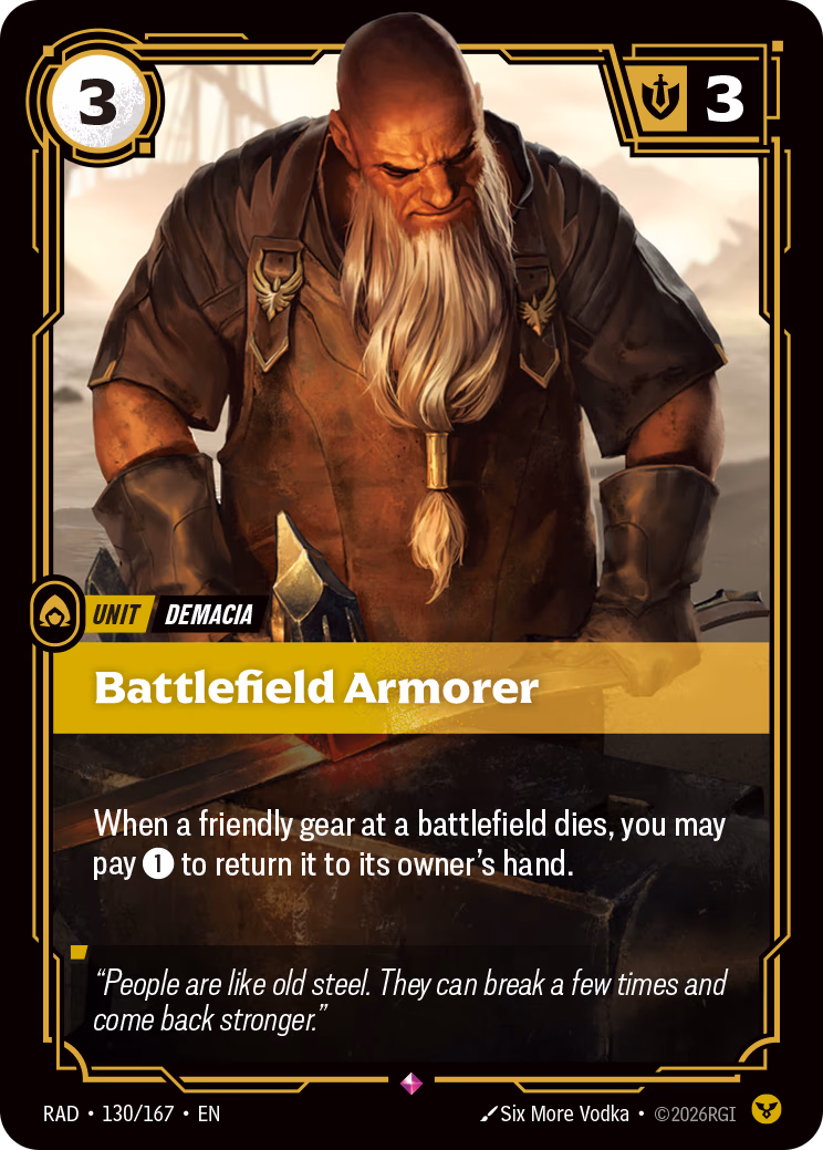 Battlefield Armorer RAD-130/167 Riftbound card