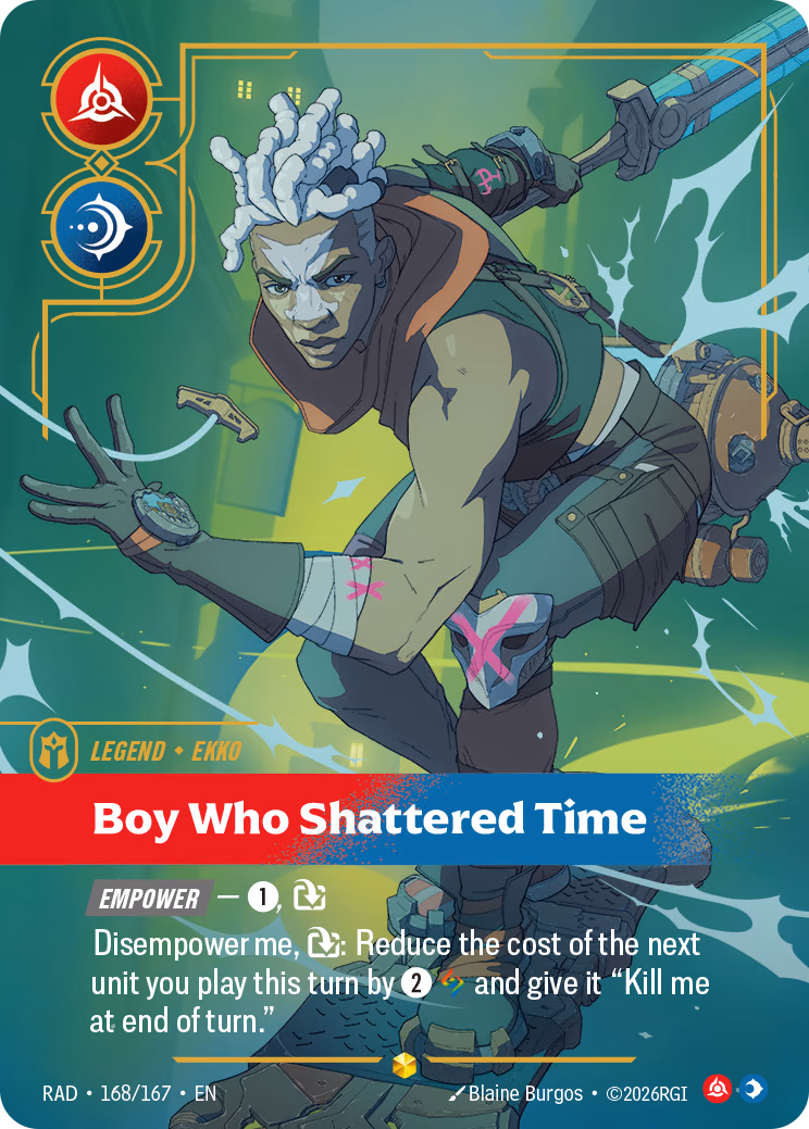Ekko, Boy Who Shattered Time (Overnumbered) RAD-168/167 Riftbound card