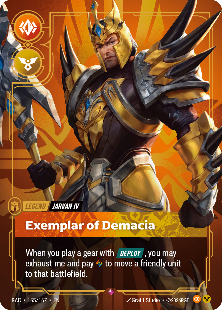 Jarvan IV, Exemplar of Demacia RAD-155/167 Riftbound card