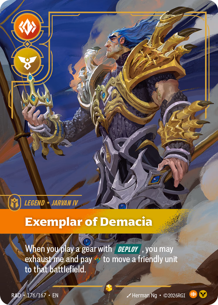 Jarvan IV, Exemplar of Demacia (Overnumbered) RAD-176/167 Riftbound card