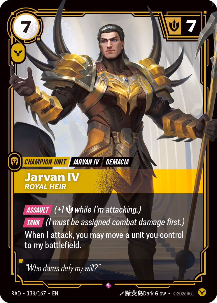 Jarvan IV RAD-133/167 Riftbound card
