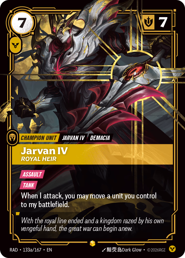 Jarvan IV (Alt Art) RAD-133a/167 Riftbound card