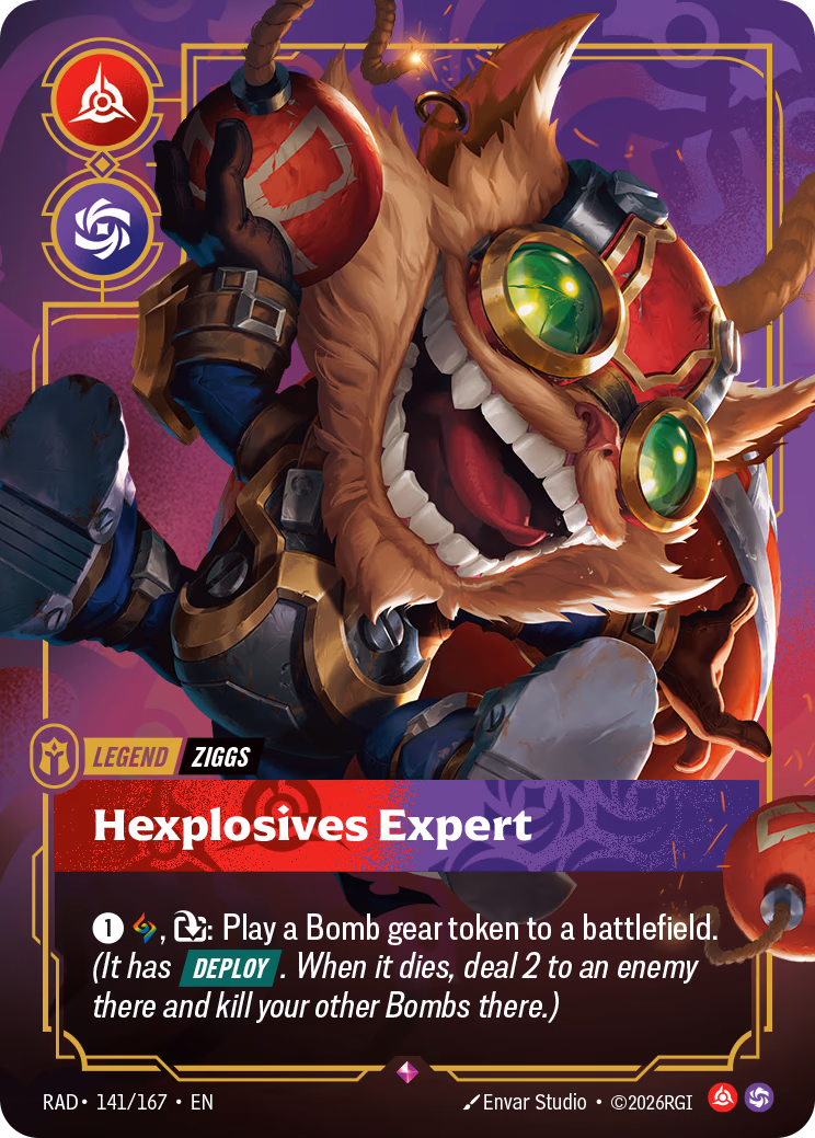 Ziggs, Hexplosives Expert RAD-141/167 Riftbound card