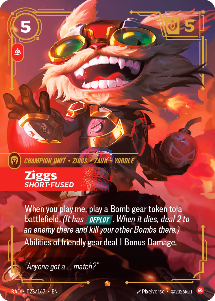 Ziggs RAD-023/167 Riftbound card