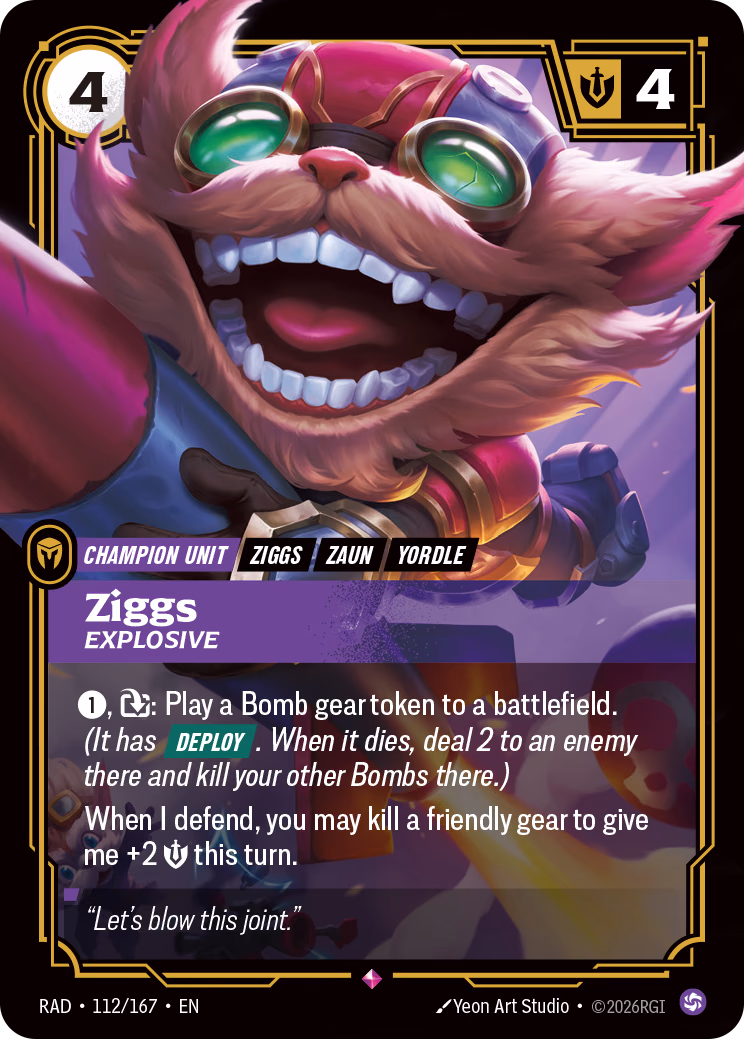 Ziggs RAD-112/167 Riftbound card