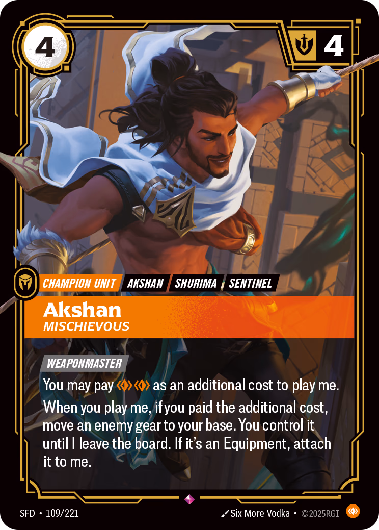 Akshan, Mischievous SFD-109/221 Riftbound card