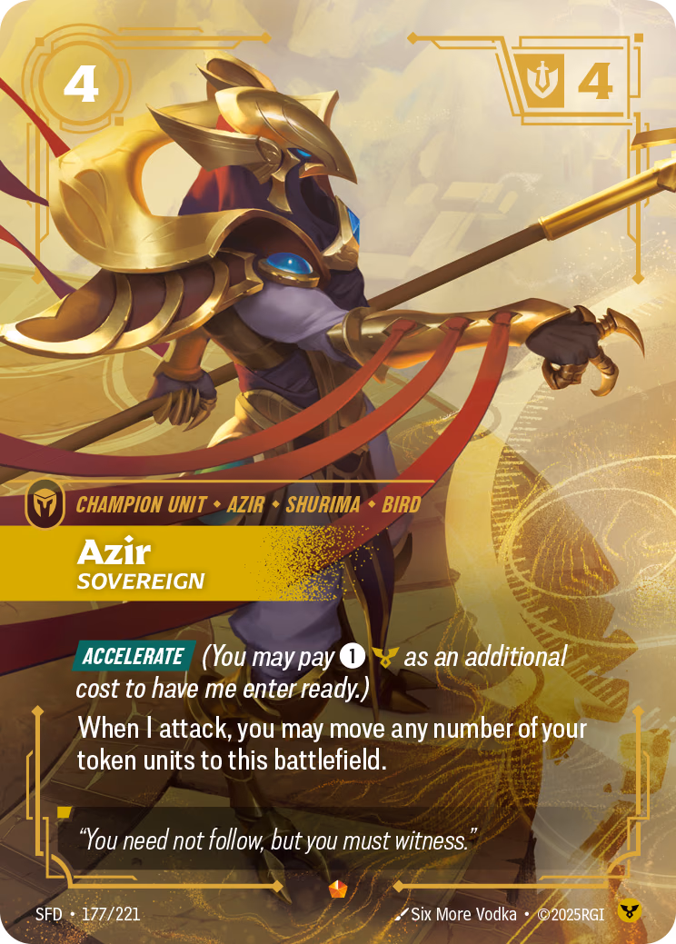 Azir, Sovereign SFD-177/221 Riftbound card