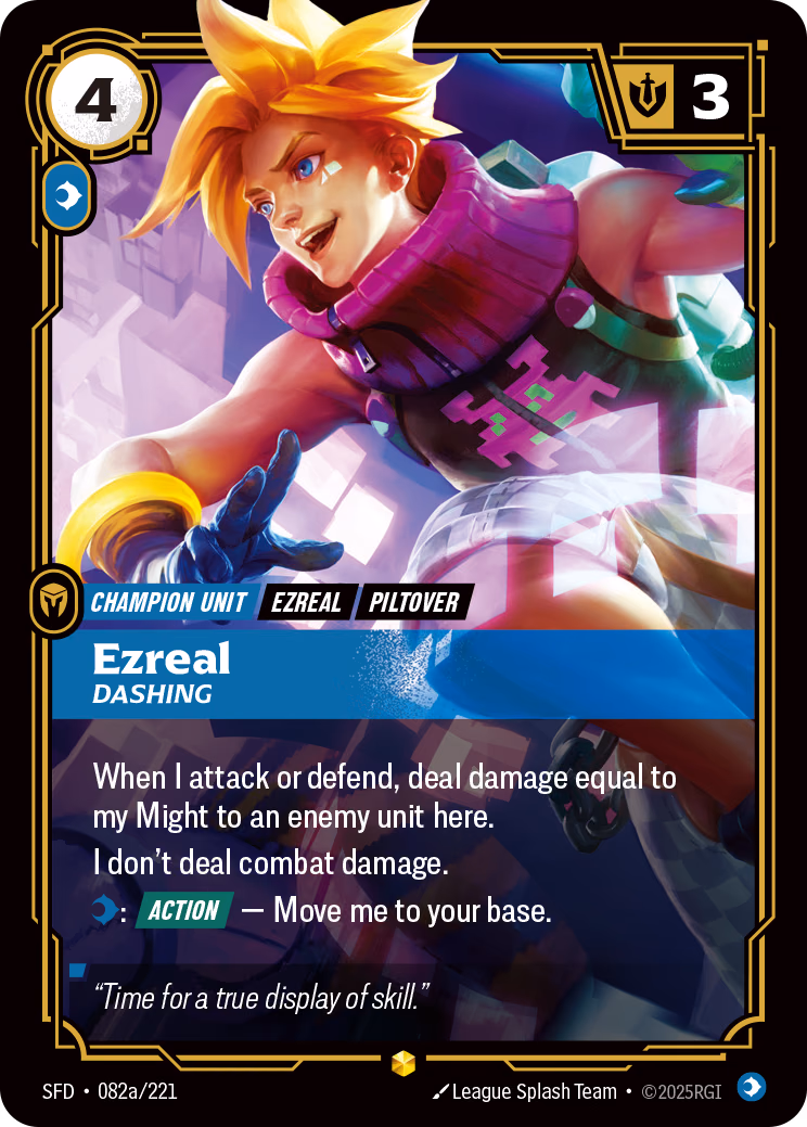 Ezreal, Dashing SFD-082a/221 Riftbound card