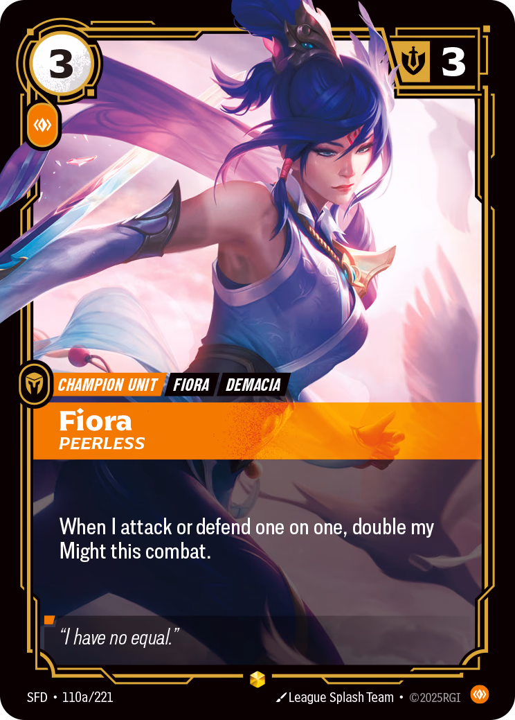 Fiora, Peerless SFD-110a/221 Riftbound card